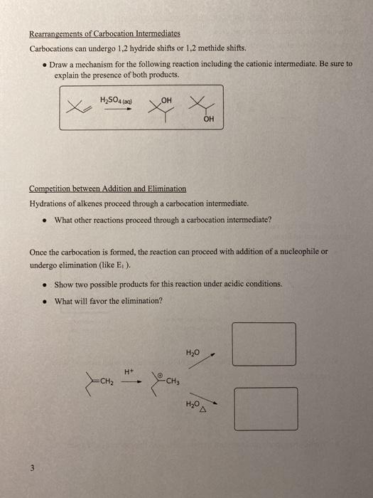 Solved Rearrangements of Carbocation Intermediates | Chegg.com