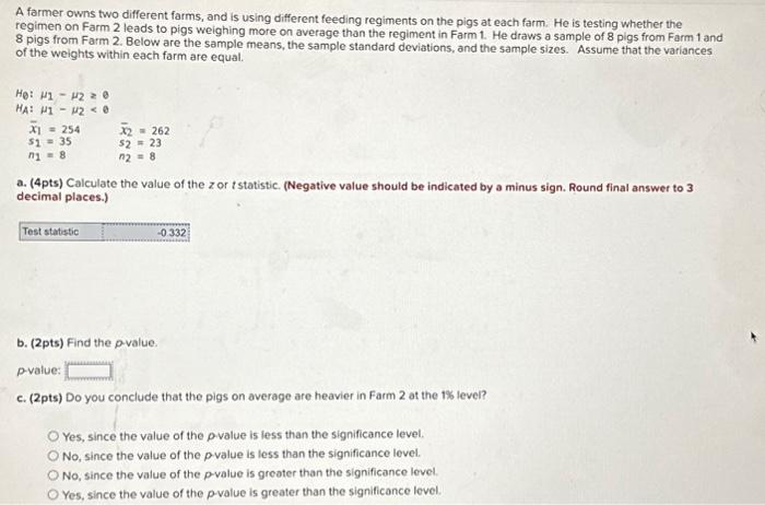 Solved A Farmer Owns Two Different Farms, And Is Using | Chegg.com