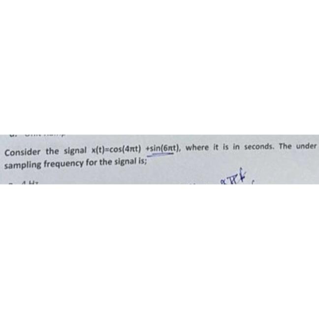 Solved Consider the signal x(t)=cos(4πt)+sin(6πt), ﻿where it
