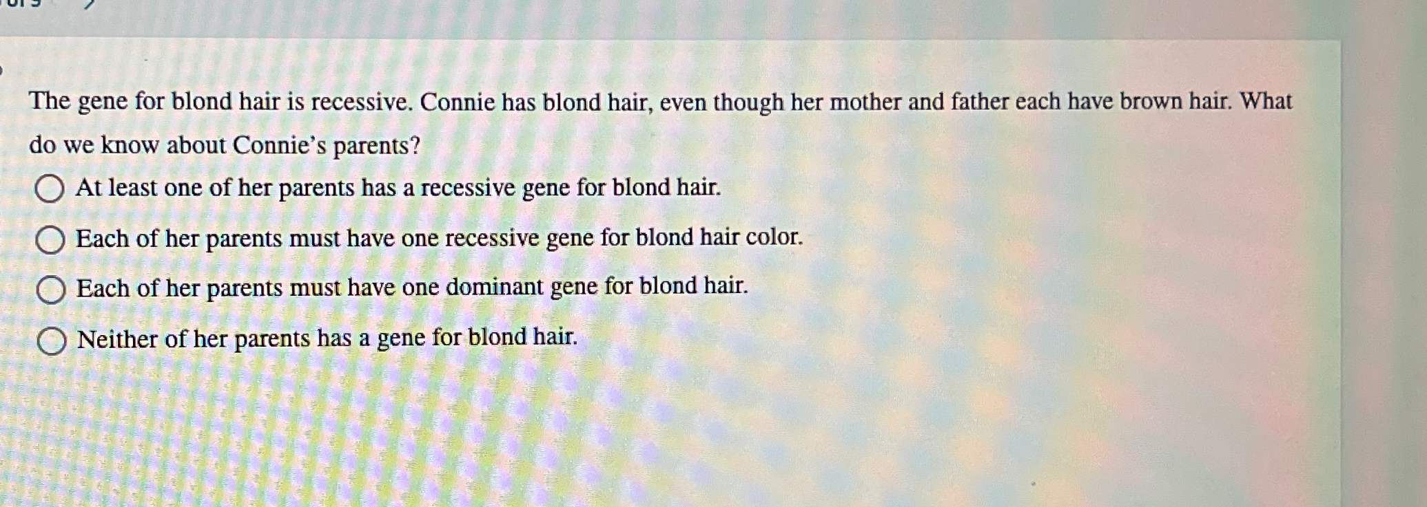 Solved The Gene For Blond Hair Is Recessive. Connie Has | Chegg.com