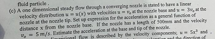 Solved (c) A one dimensional steady flow through a | Chegg.com