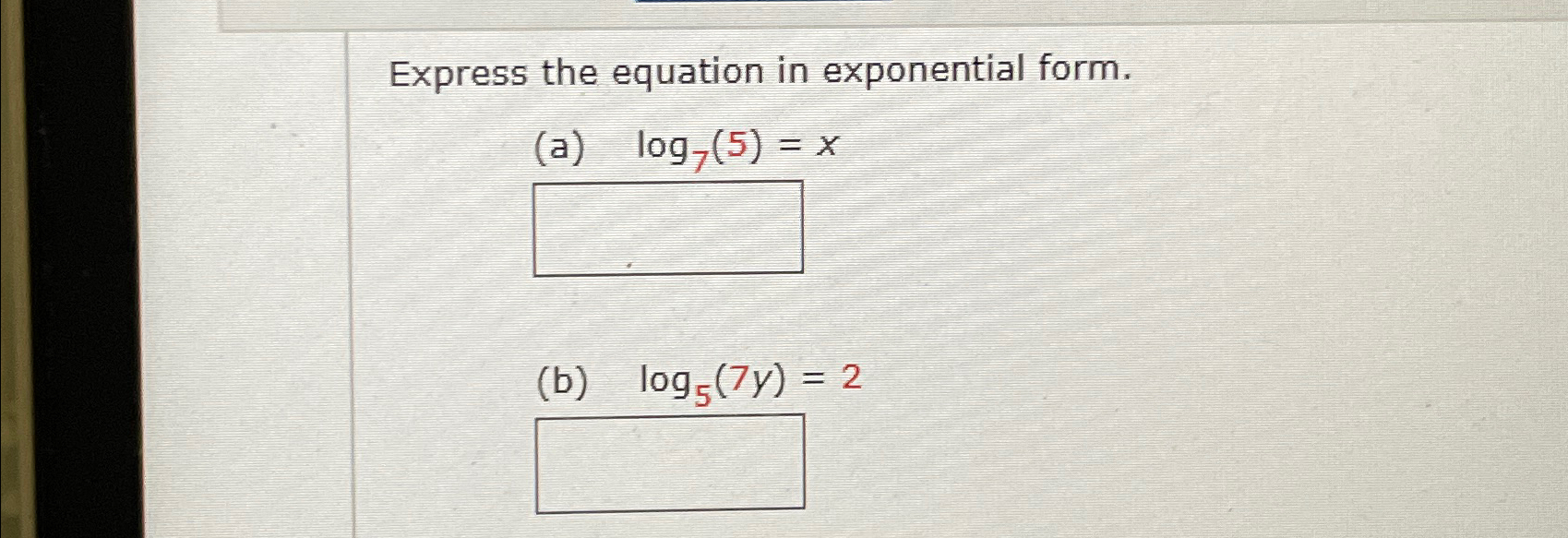Solved Express the equation in exponential | Chegg.com