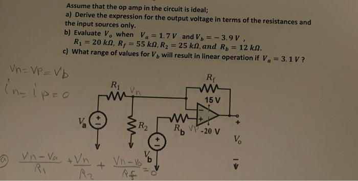 Solved Assume that the op amp in the circuit is ideal; a) | Chegg.com