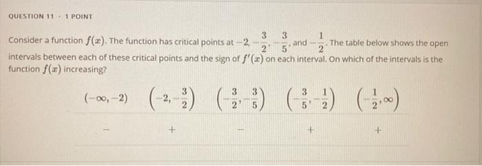 Solved QUESTION 11.1 POINT 3 3 1 and 5 2 Consider a function | Chegg.com