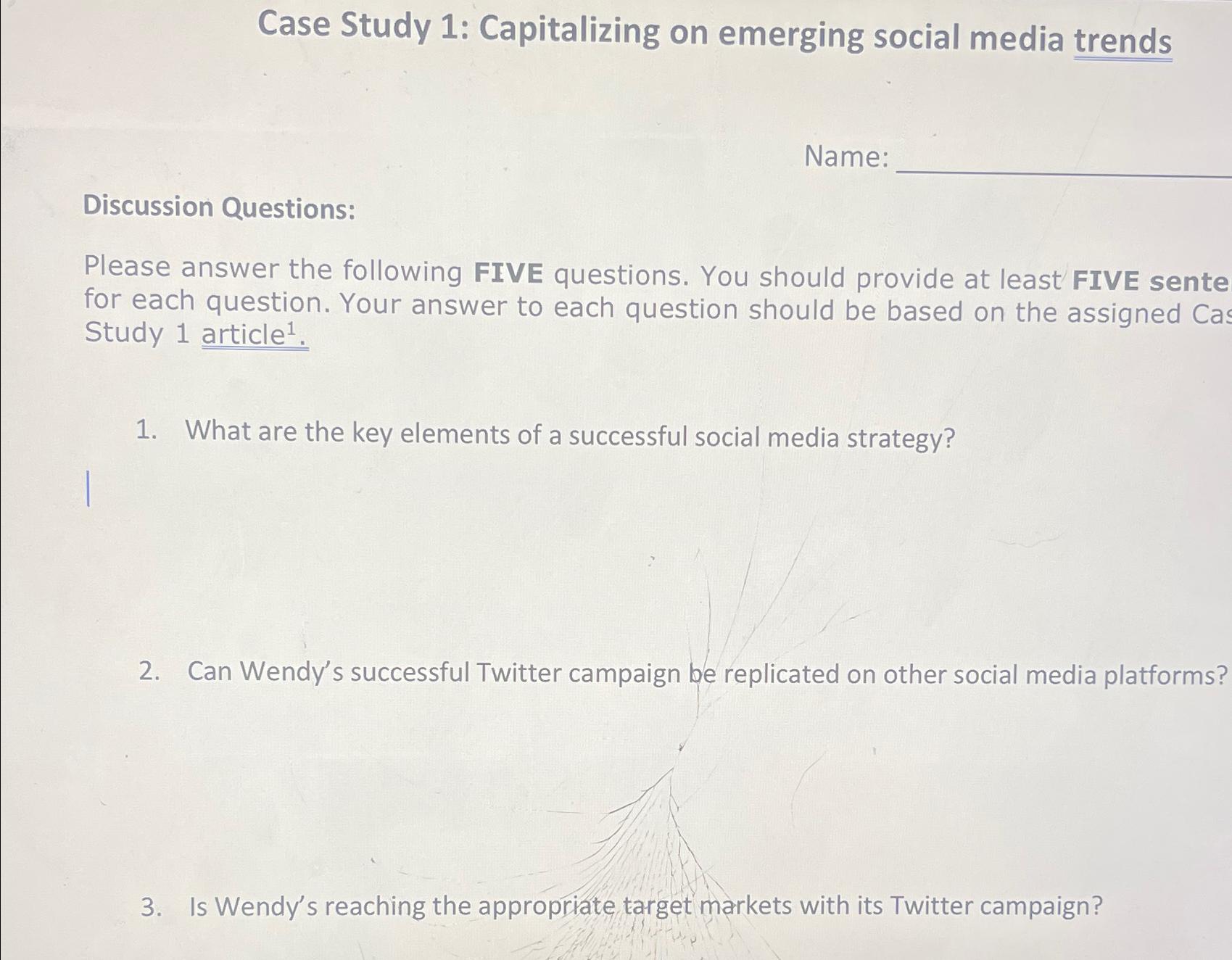Solved Case Study 1: Capitalizing on emerging social media | Chegg.com