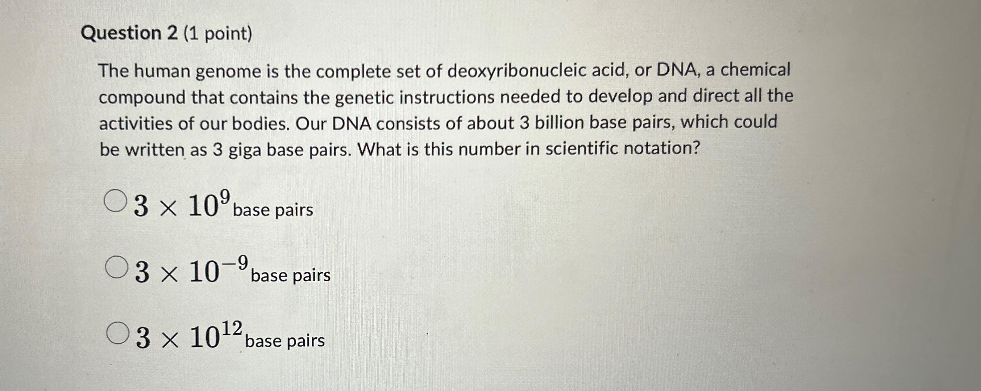 Solved Question 2 (1 ﻿point)The Human Genome Is The Complete | Chegg.com