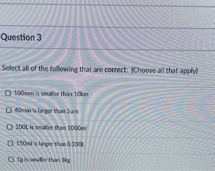 Solved Question 3 Select all of the following that are | Chegg.com