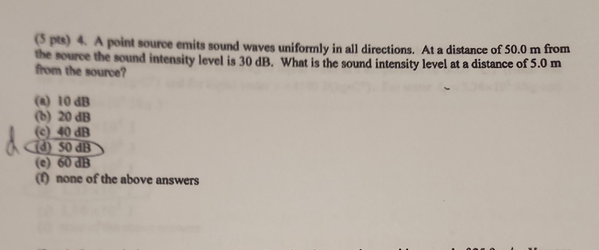 Solved (5 pts) 4. A point source emits sound waves uniformly | Chegg.com
