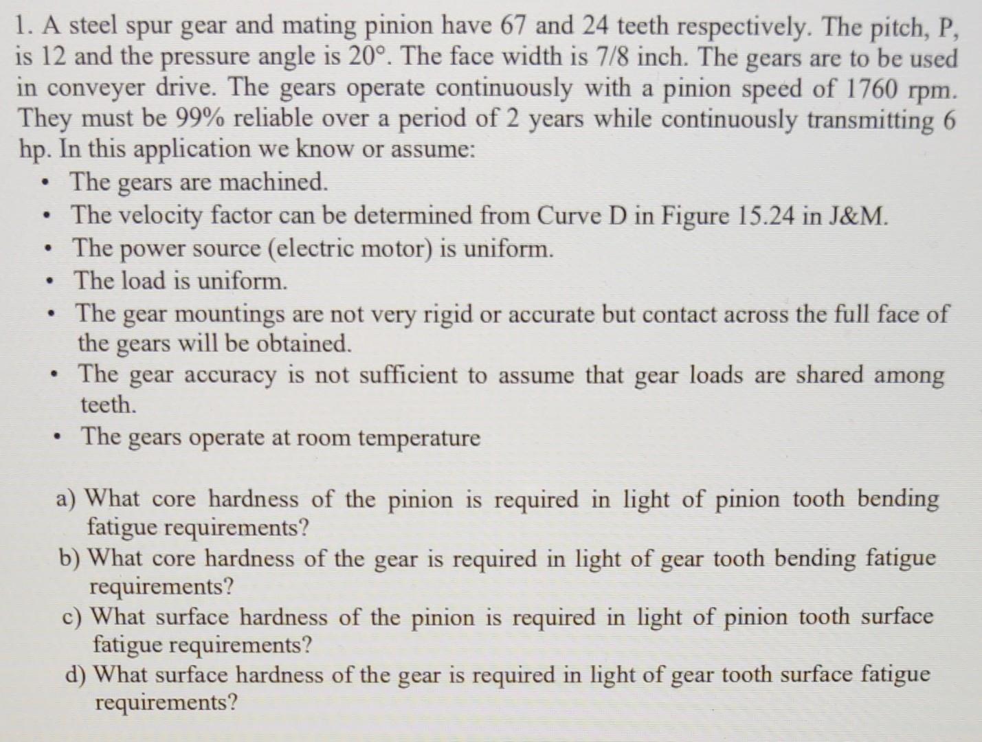 Solved Pitch line velocity V (m/s) 20 10 30 5 Velocity