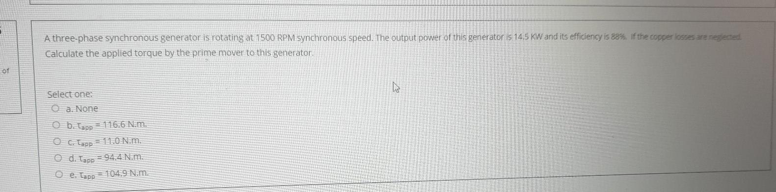 Solved A three-phase synchronous generator is rotating at | Chegg.com