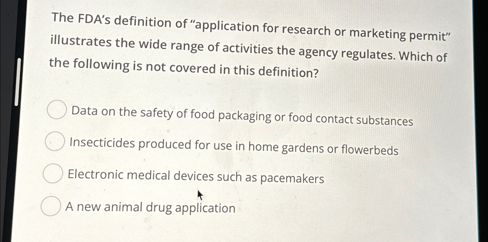 Solved The FDA's definition of 