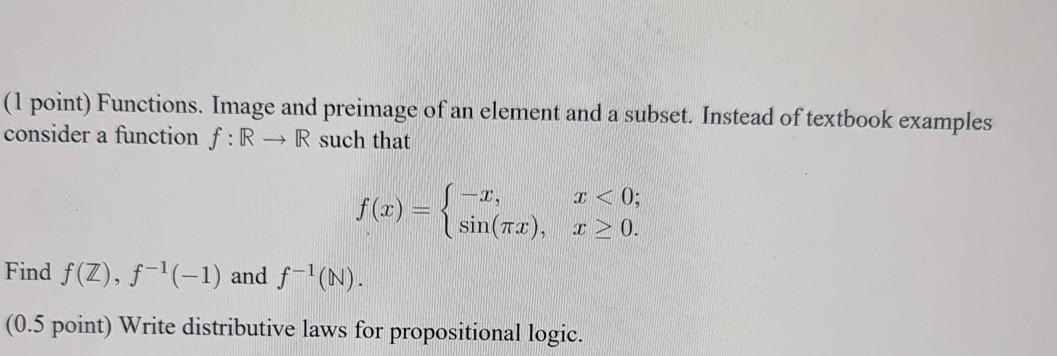 Solved (1 point) Functions. Image and preimage of an element | Chegg.com