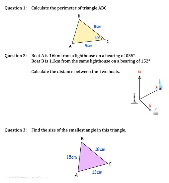 Solved Question 1: Calculate the perimeter of triangle ABC B | Chegg.com