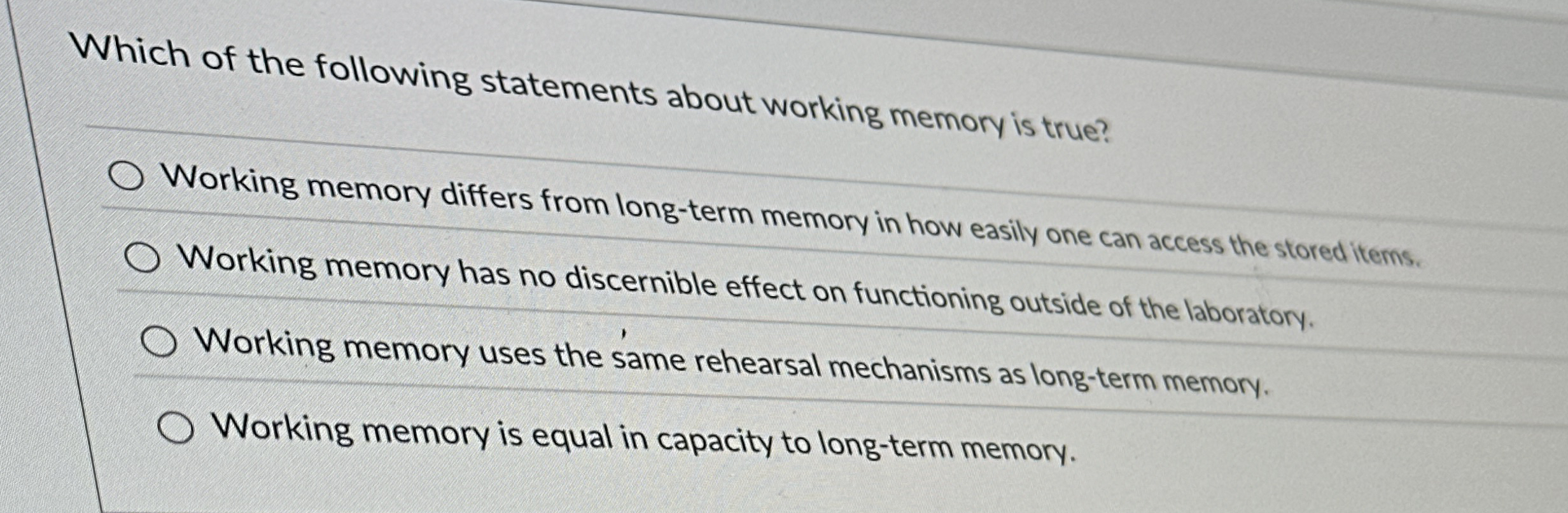 Solved Which of the following statements about working | Chegg.com