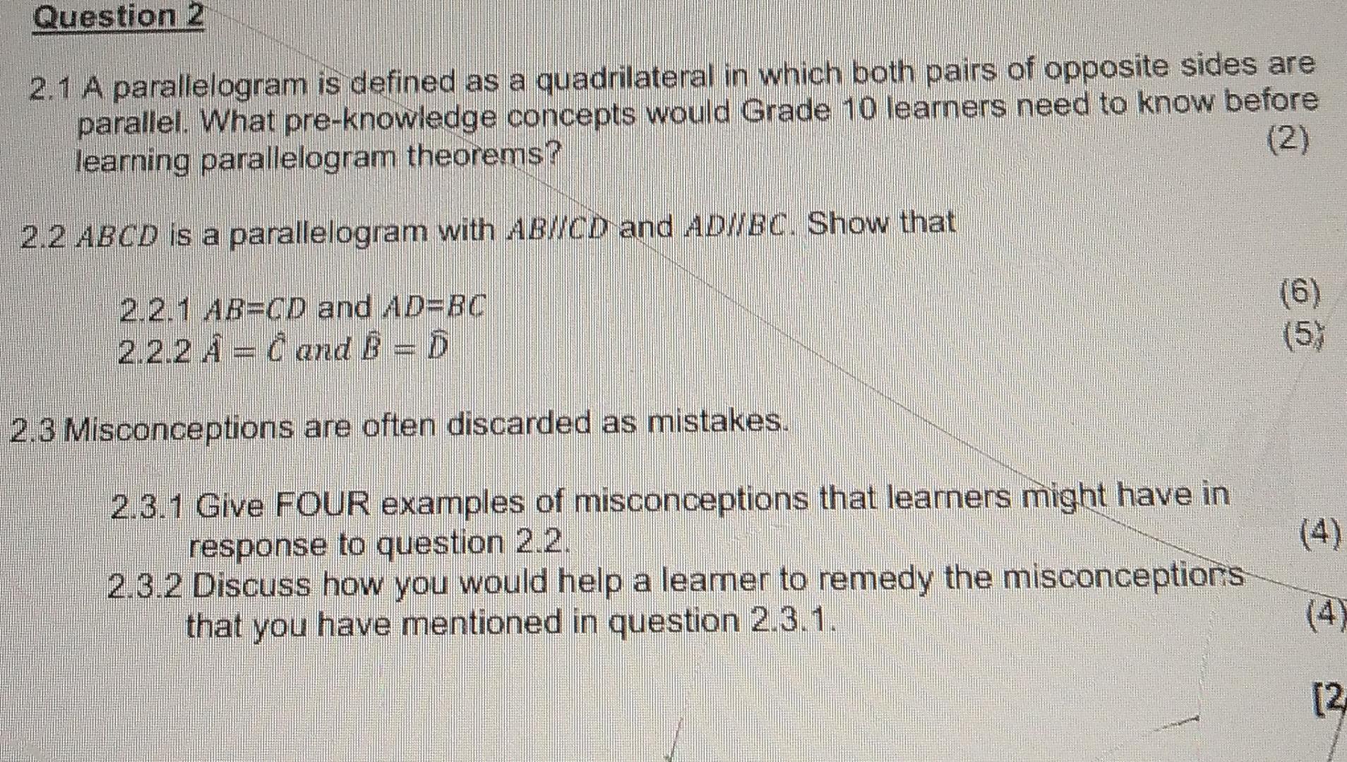 Solved 2 1 A Parallelogram Is Defined As A Quadrilateral In Chegg Com   Image 