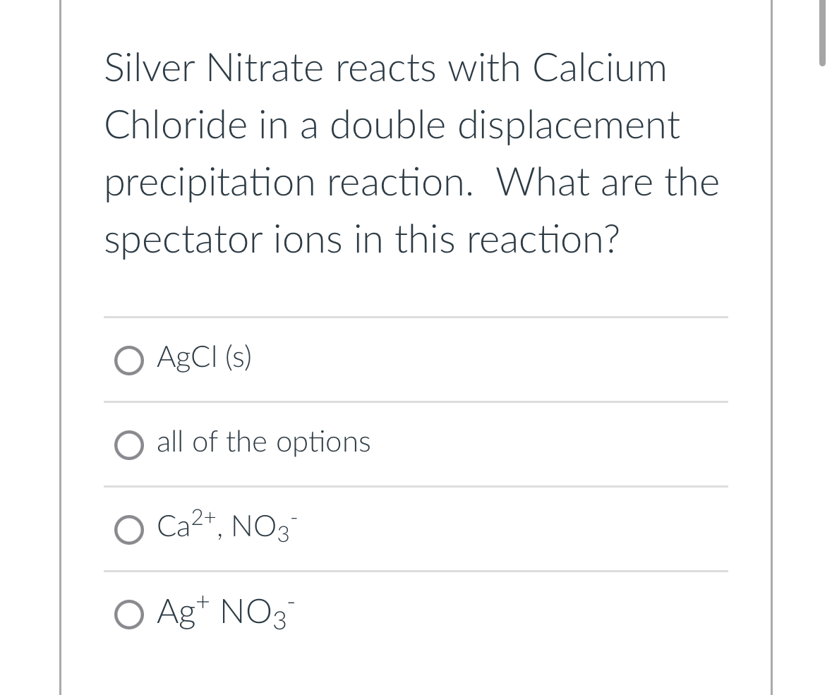 Solved Silver Nitrate Reacts With Calcium Chloride In A 6178