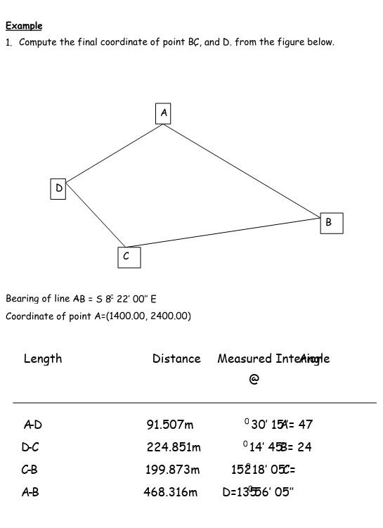 Example 1. Compute the final coordinate of point BC, | Chegg.com