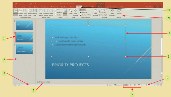 label parts of powerpoint window excel for mac 2016