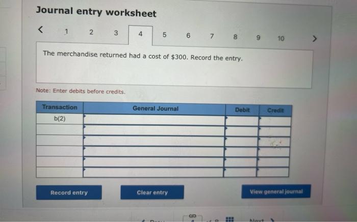 Solved Journal entry worksheet Anticipate further returns of | Chegg.com
