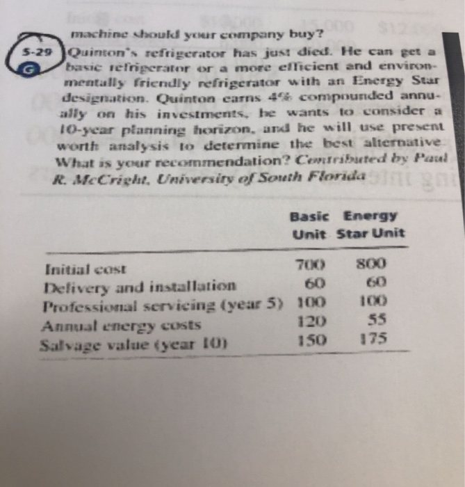 Solved machine Should your company buy? 529 Quinton's