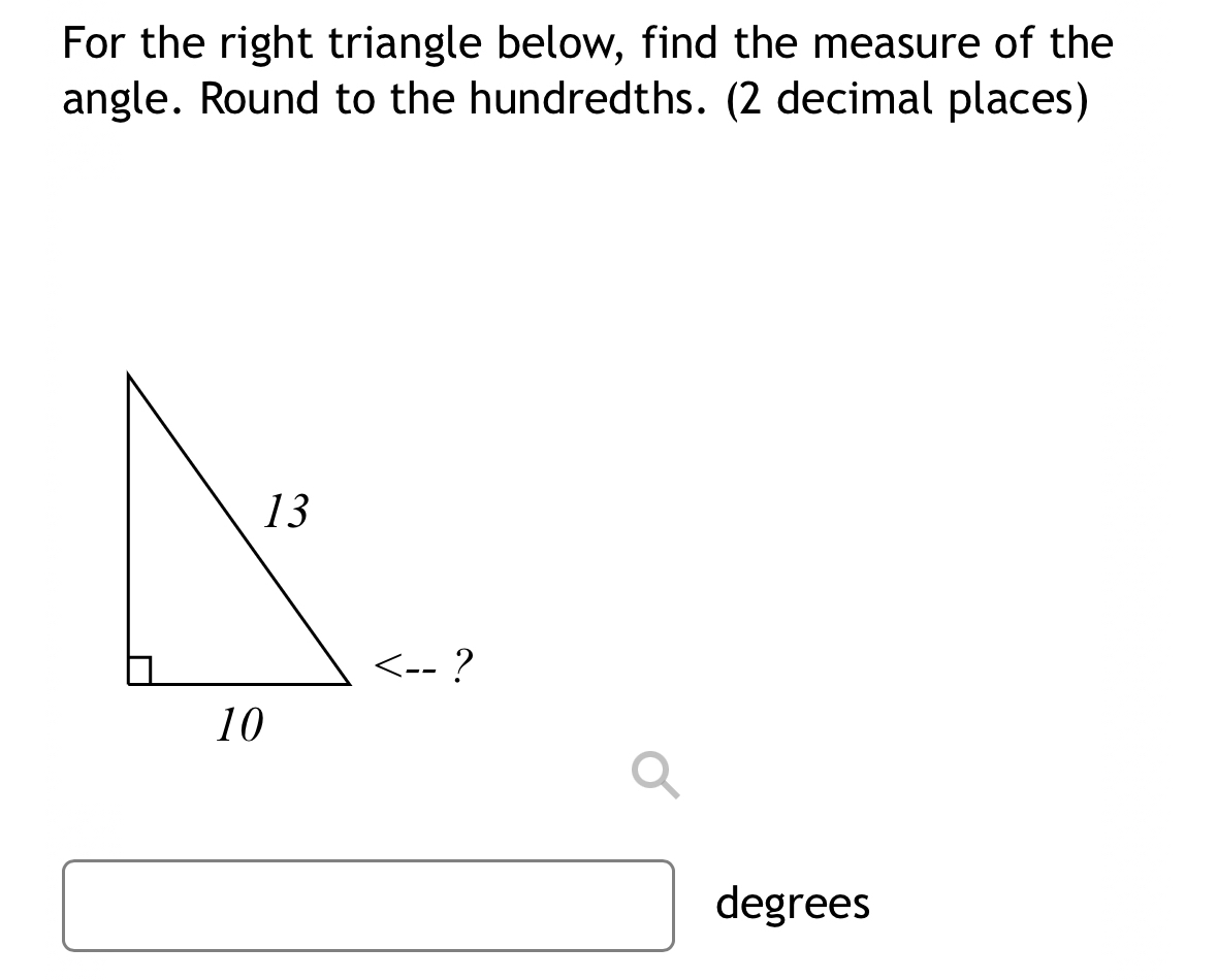 Solved For the right triangle below, find the measure of the | Chegg.com