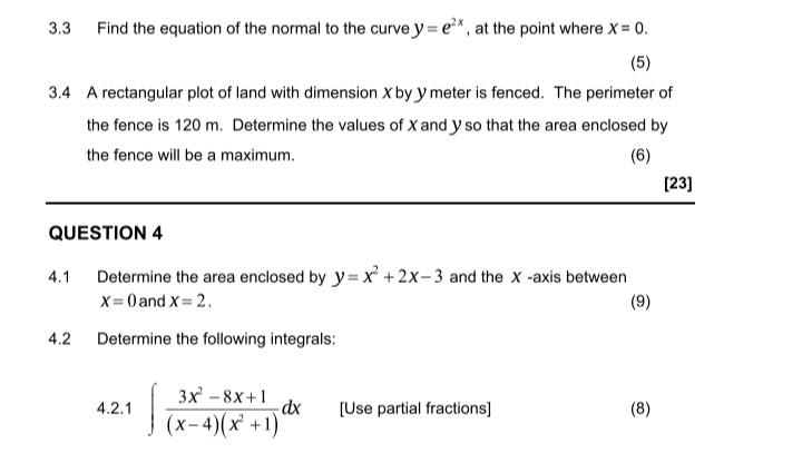 Solved 3.3 Find the equation of the normal to the curve | Chegg.com