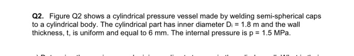 Solved Q2. Figure Q2 shows a cylindrical pressure vessel | Chegg.com
