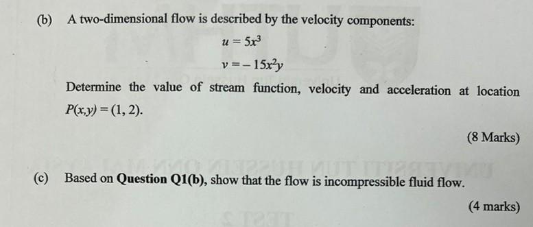 Solved (b) A Two-dimensional Flow Is Described By The | Chegg.com