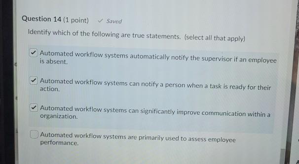 Solved Question 14 1 Point Saved Identify Which Of Th