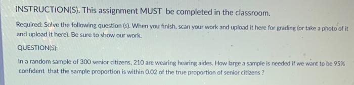 Solved INSTRUCTION(S). This assignment MUST be completed in | Chegg.com