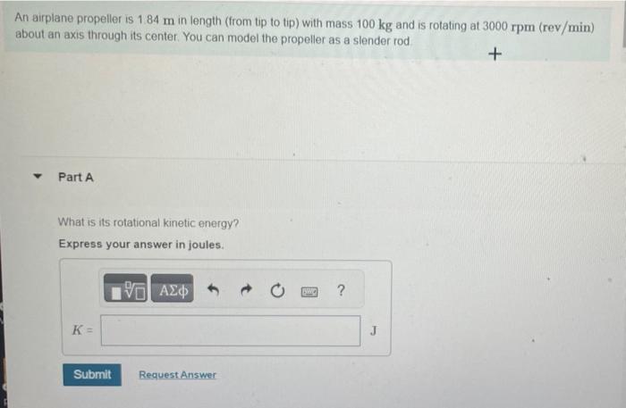 Solved An airplane propeller is 184 m in length (from tip to | Chegg.com