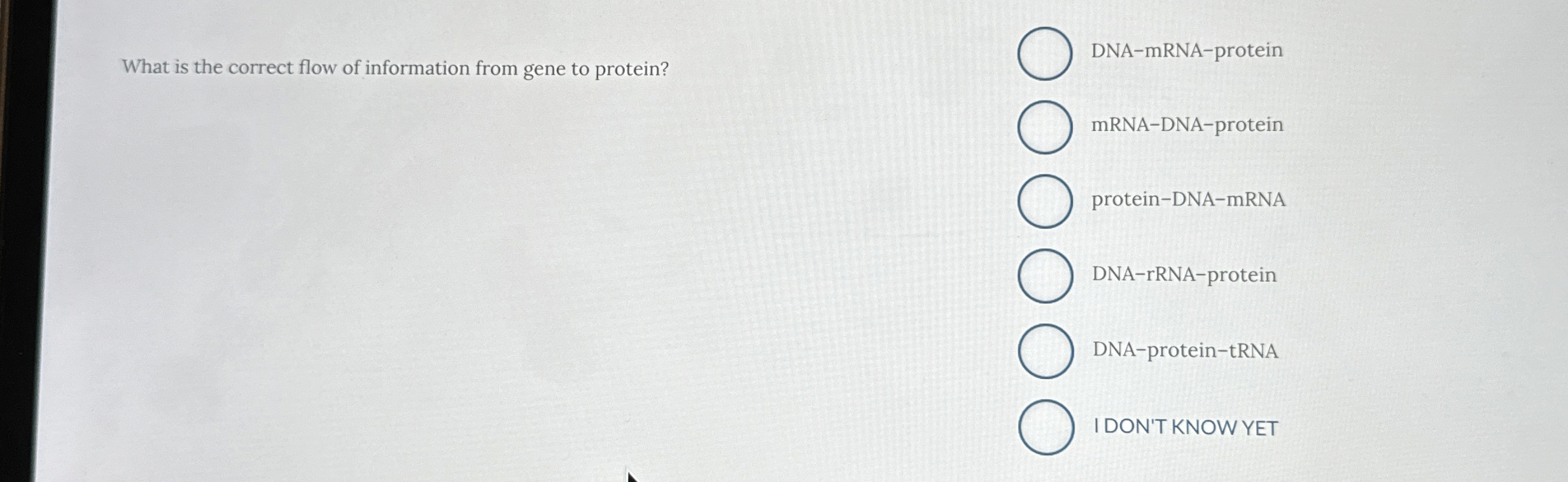 Solved What is the correct flow of information from gene to | Chegg.com