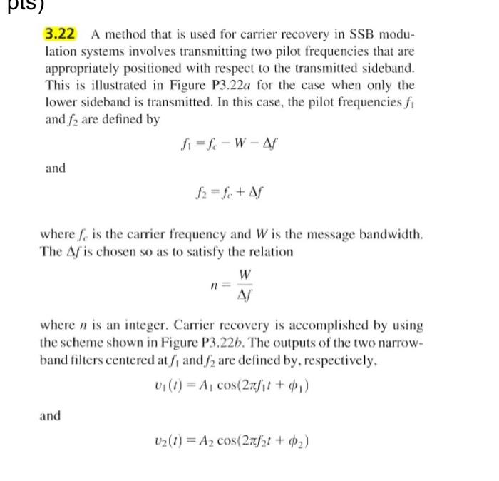 Solved 3.22 A method that is used for carrier recovery in | Chegg.com