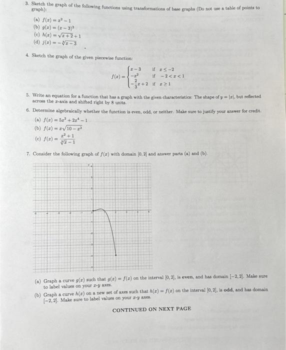 Solved 3. Sketch the graph of the following functions using | Chegg.com