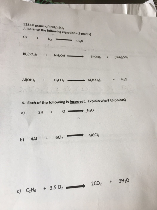 528 68 Grams Of Nh So J Balance The Following Chegg Com