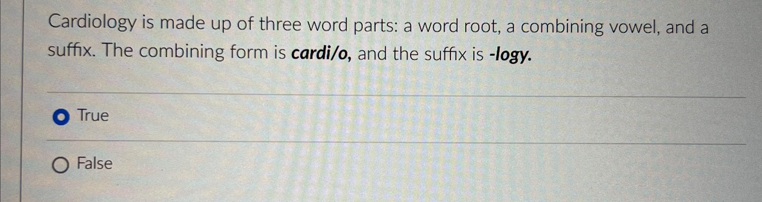 Solved Cardiology is made up of three word parts: a word | Chegg.com