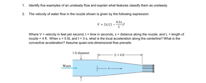 Solved 1. Identify five examples of an unsteady flow and | Chegg.com