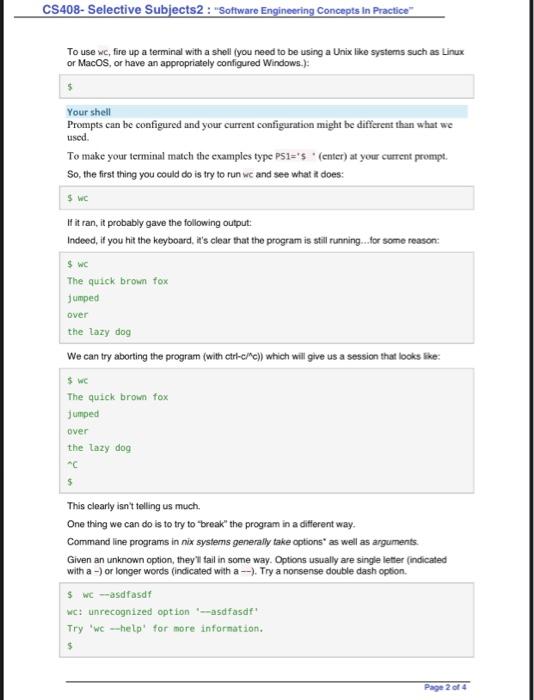 Reverse Engineering Wc Word Count Extracting The Chegg Com