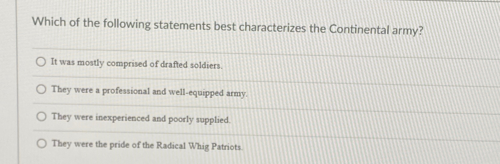 Solved Which of the following statements best characterizes | Chegg.com