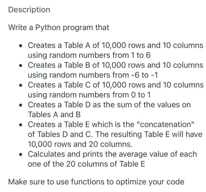 Solved Description Write a Python program that • Creates a | Chegg.com