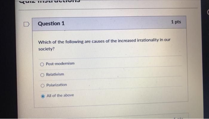UITE Question 1 1 pts Which of the following are | Chegg.com