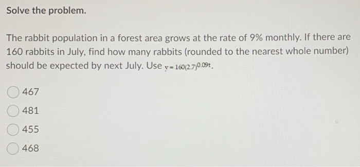 rabbits in forest problem (c++, java, python) Images... Solved Solve the problem. The rabbit population in a forest | Chegg.com