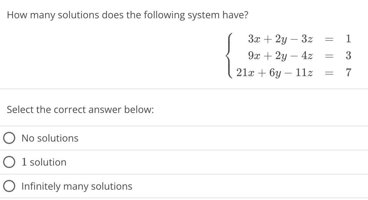 Solved How Many Solutions Does The Following System