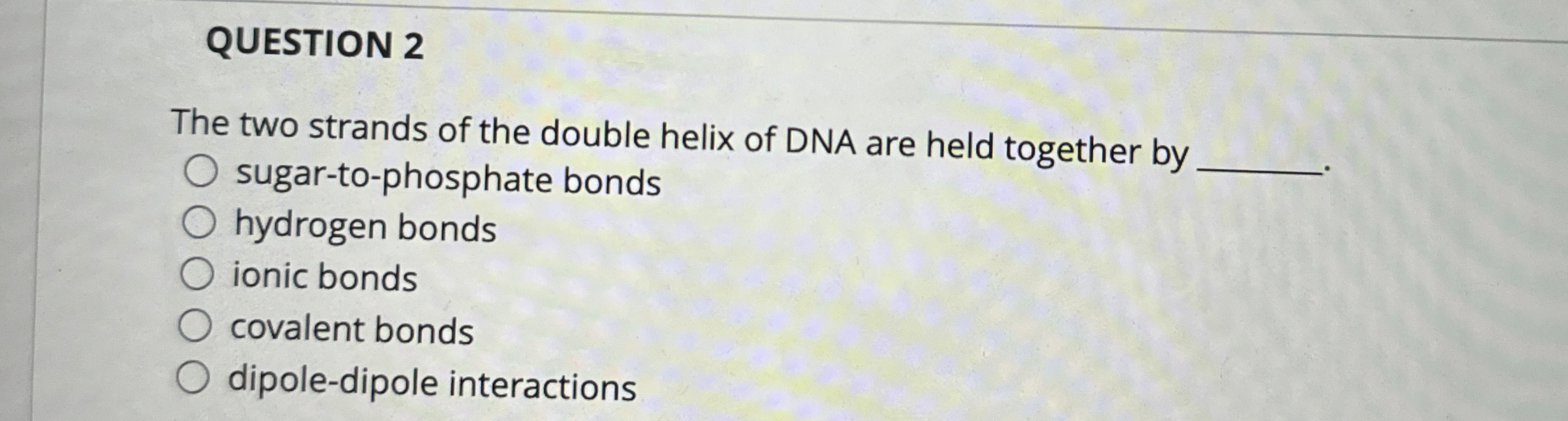 Solved QUESTION 2The two strands of the double helix of DNA | Chegg.com