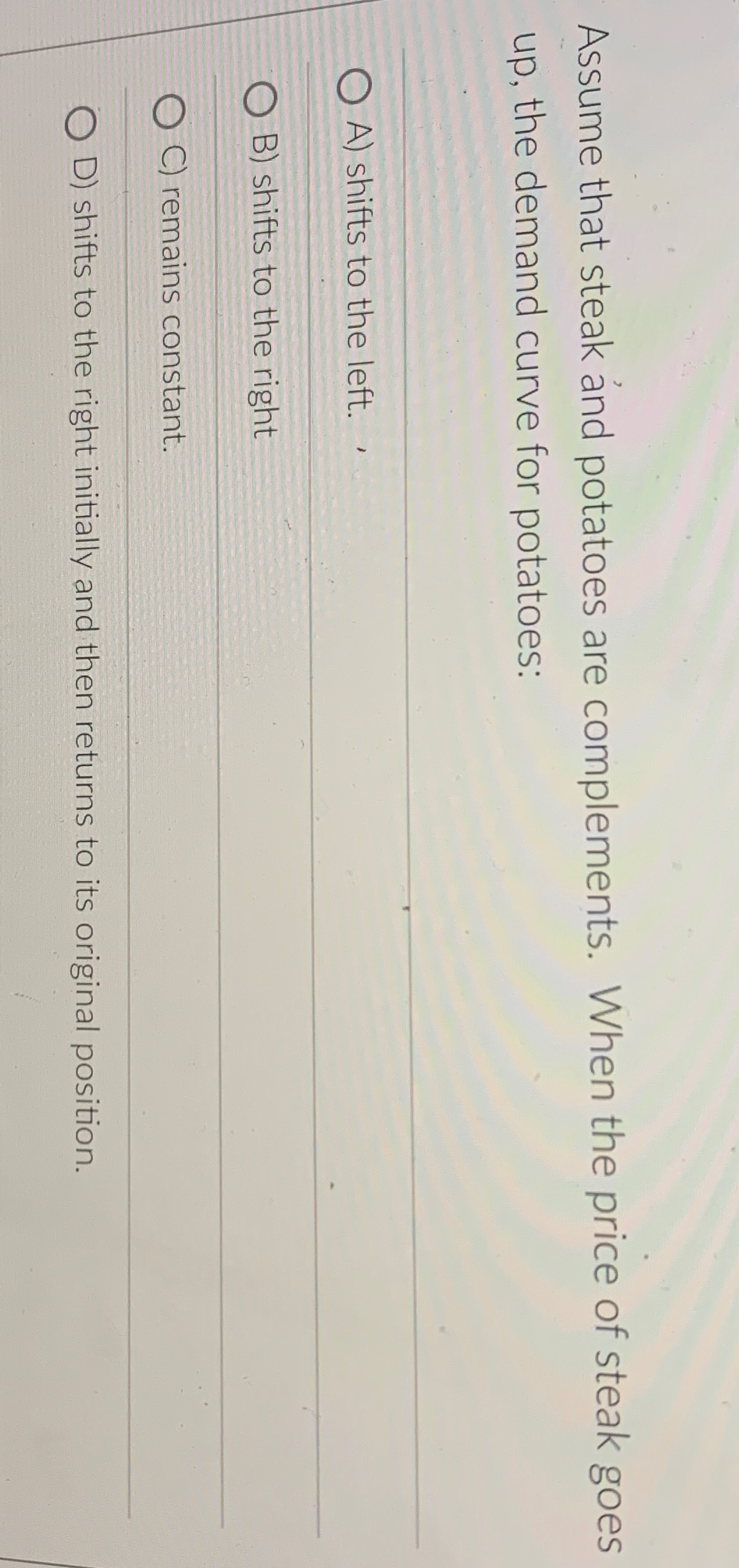 Solved Assume that steak and potatoes are complements. When