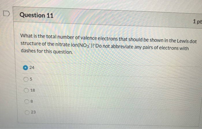 determine the total number of valence electrons in the nitrate ion no3