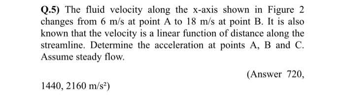Solved Q.5) The fluid velocity along the x-axis shown in | Chegg.com