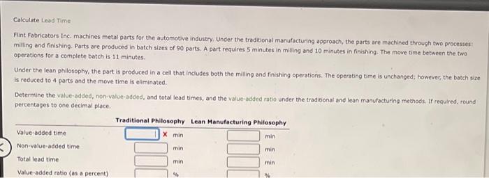 Solved Calculate Lead Time Flint Fabricators Inc Machines