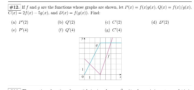 Solved 12 If F And G Are The Functions Whose Graphs Are Chegg Com