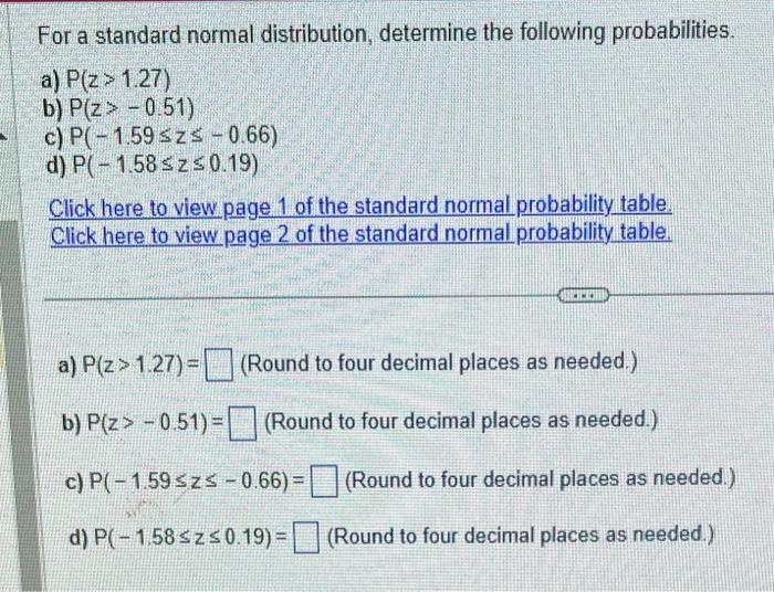 Solved Cumulative probability to the left of z (page 1 | Chegg.com